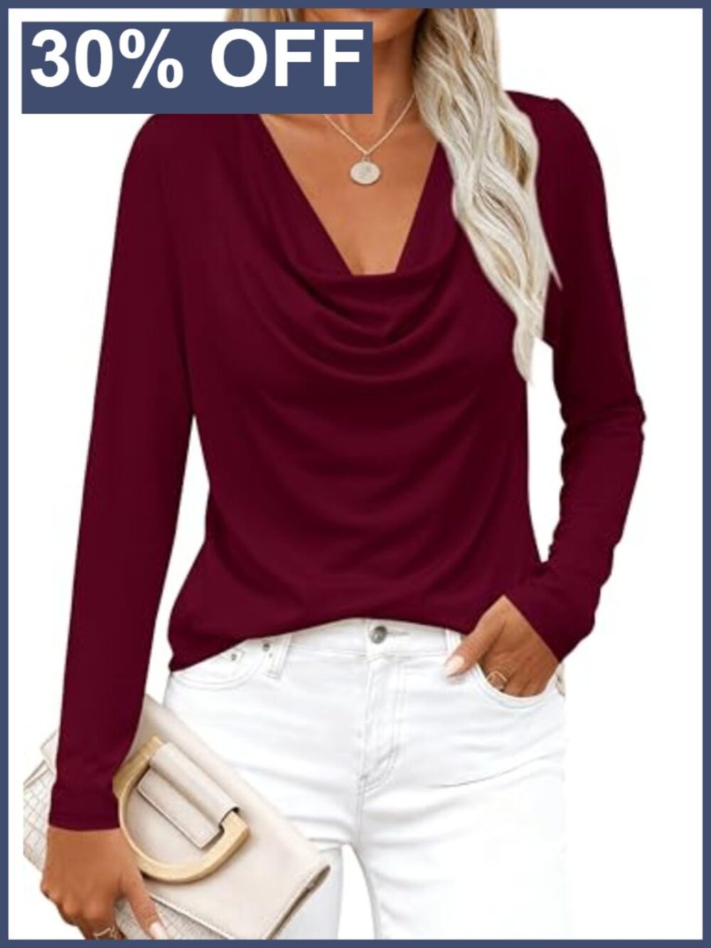 Womens Cowl Neck Long Sleeve Tunic Top Loose Fit Knit Viscose Elastane